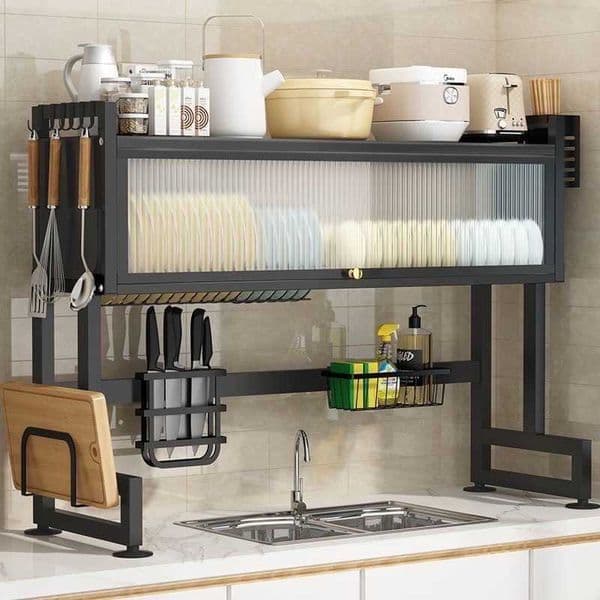 Sink Storage Kitchen Rack Countertop Dish Dustproof Draining Rack Multifunctional Sink Simple Cabinet Storage ArtifactL260601
