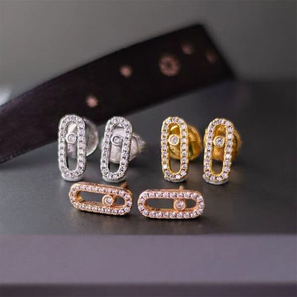 New Meisiks Full Crystal Earrings 18k Gold Single Diamond Stainless Steel Jewelry Designer Jewelry