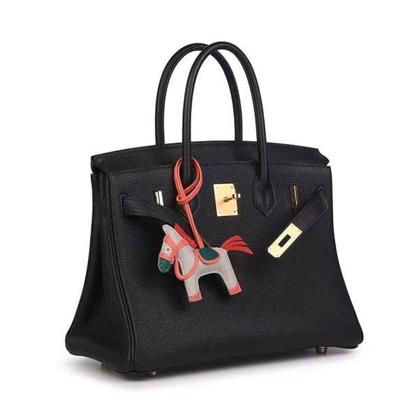 Sheepskin Leather Horse Bag Charm Luxury Handbag Pendant Mini Pony Keychain Car Interior Ornament for Women