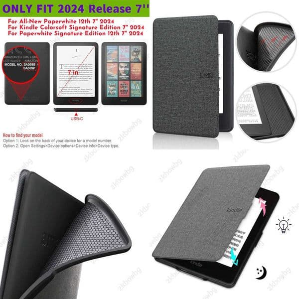 For Kindle Paperwhite 2024 12th Gen Colorsoft Case 7 Inch Soft TPU Back Cover for Kindle Paperwhite Signature Edition 12th 7 X260529