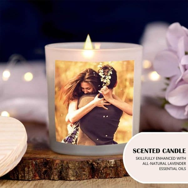 7oz/200g -1 piece white soy candle customizable photo incorporating love stories into candles suitable for wedding gifts C260530