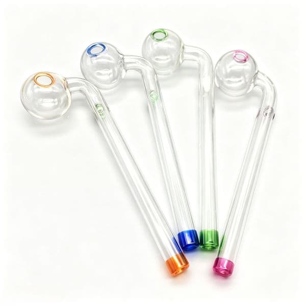 Wholesale Travel 14cm Colorful Thick Heady Glass oil burner Pipe Portable Cuved Bent Glass hand straw tube nails Pipes For Smoking