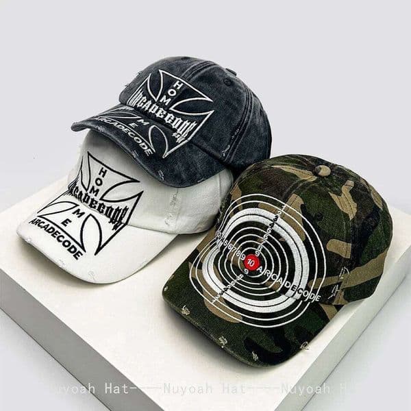 New Unisex Broken Style Bull's-eye Cross Embroidery Baseball Hats Sunshade Personal Versatile Peaked Caps Street Fashion Hip Hop 26L0601