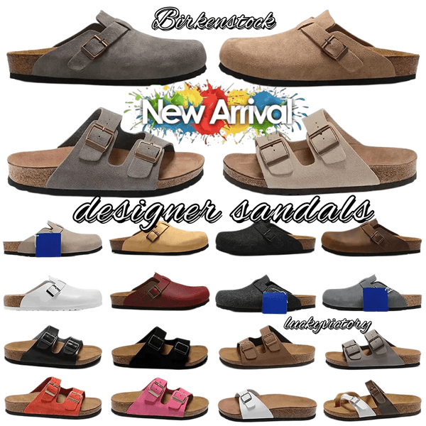 Designer Summer Suede Clogs Slippers beach casual wear Women Clogs Slippers Outdoor Nonslip Beach Sandals UnisexCork With Adjustable Buckle slides