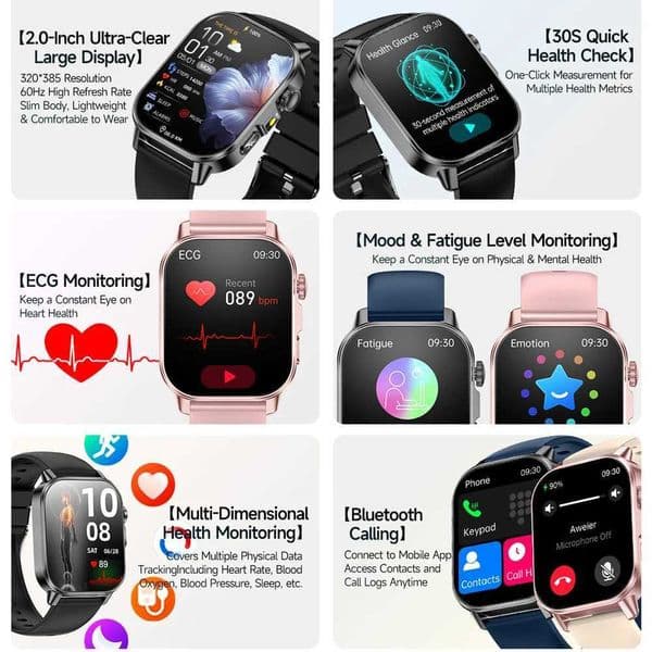 2026 New Health Nursing Grade Smart Watch Men Blood Lipid Uric Acid Tracker ECGPPG Clock Call Smartwatches Men WenJ260601