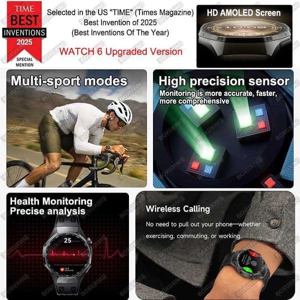 2026 New Watch 6 Pro GPS Track Smart Watch Men AMOLED Sn Always Show Time Health Monitor Waterproof Sports Call SmartwatchJ260601