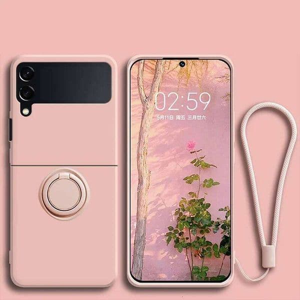 Dopamine Skin Feel Liquid Silicone Case for Samsung Galaxy Z Flip 7 FE 6 5 4 3 Anti-Drop Ring Holder Magnetic Stands Cover