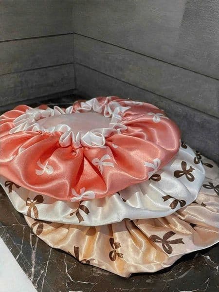 Kitchen 1pc Waterproof Double Layer Bow Shower Adjustable Cap Elastic Oil Proof Hair Drying for Face Wash Makeup Shampoo C260601