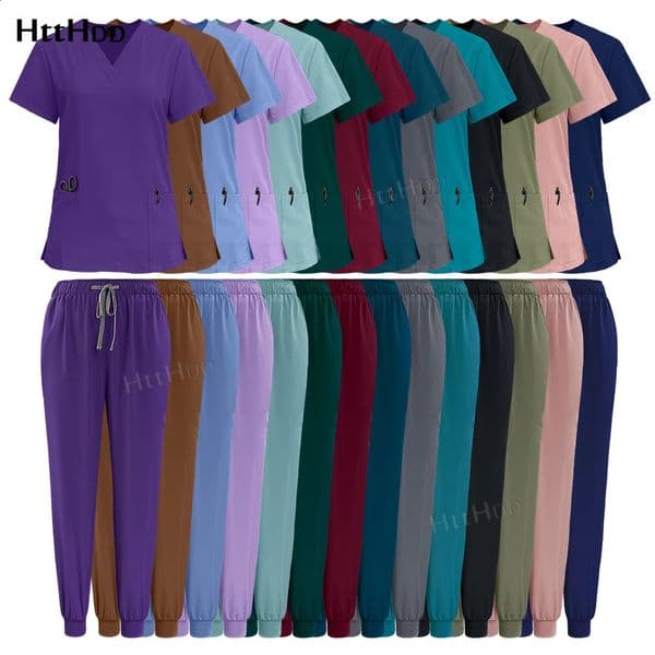 Scrubs Uniforms Sets Nurse Grey Scrubs Uniform Top for Men Hospital Scrubs Unisex Clinic Nursing Uniforms Woman 260601