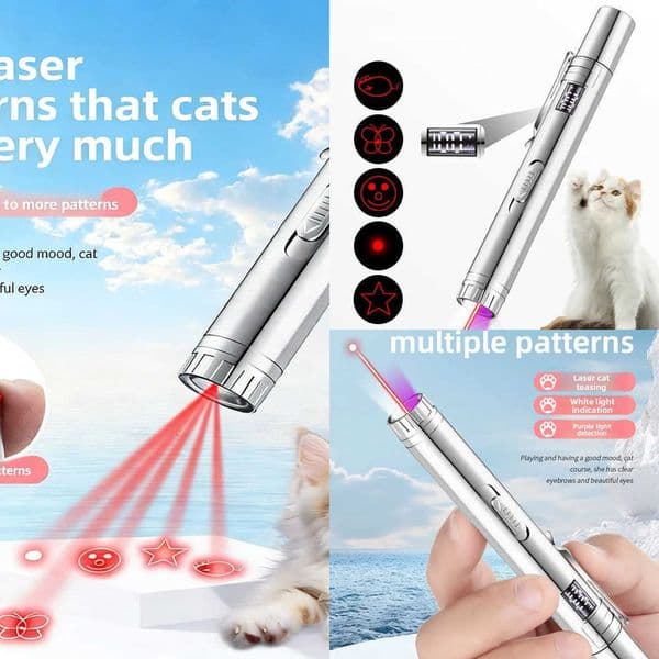 Hunting Red Laser Pointer Transform Pattern Pet LED Cute Laser Cat Toy Interactive Bright Animation Red Light Laser Pen Toy X260529