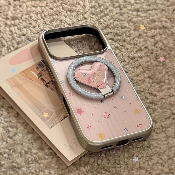Fold Korean Stars Love Heart Cartoon Pony Magnetic Bracket Phone Case for iPhone 17 Air 15 13 14 16 12 Pro Max Shockproof Cover Z260601