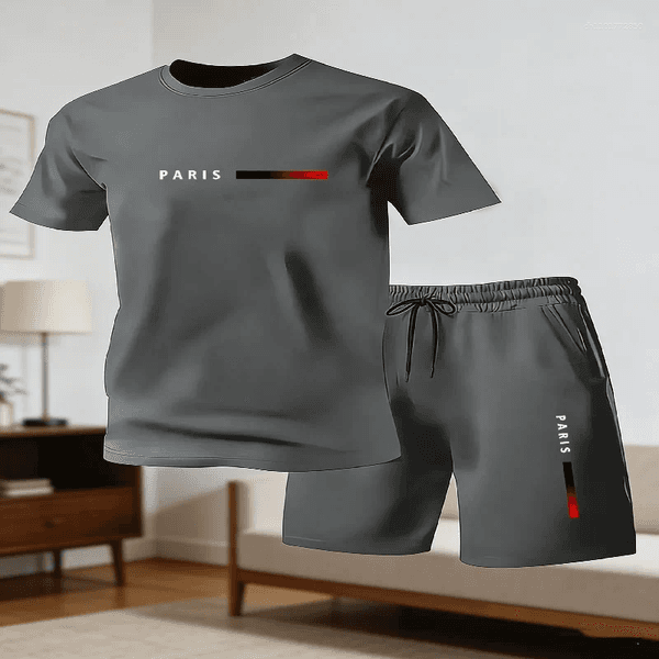 Men's Tracksuits Casual T-Shirt And Shorts Two-Piece Set Relaxed Fit Short-Sleeve Breathable Athletic