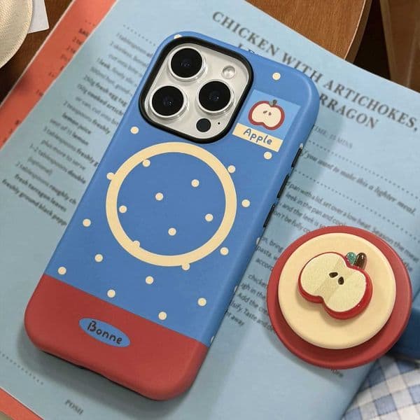 Dots Korean Polka 3D Sliced Bracket Magnetic Phone Case For iPhone 17 12 13 mini 11 14 15 16 Pro Max Shockproof Hard Cover Z260601