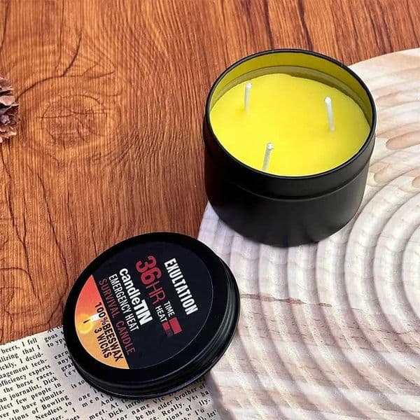 Survival Candle 3 Wicks Small Portable 36 Hours Burning Natural Long Lasting Candles Romantic Ambience for Camping C260530