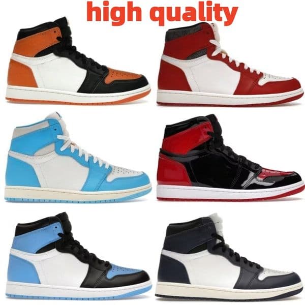 High Quality 1S OG Shadow Royal Men's Basketball Shoes High Top Sneakers Black Grey Blue Leather Classic Casual Training