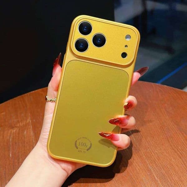 Gold Case For iPhone 15Pro/16Pro Upgrade to 17Pro Ultra-Thin Matte Back Film 13/14/16ProMax/12 17 Style Protective Frame Cover