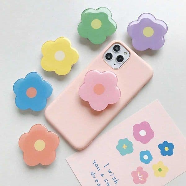 Candy Color Acrylic Flower Shape Phone Holder Retractable Foldable Lazy Bracket Universal Phone Stand For iPhoneJ260601