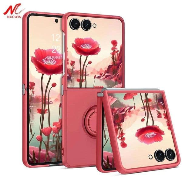 For Samsung Ring Holder Case Fashion Men Women Liquid Silicone Soft Shockproof Cover for Galaxy Z Flip 7 FE 6 5 4 3