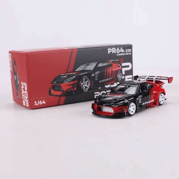 POP RACE 1:64 Pandem GR86 Advan Alloy Model Car The engine cover can be removed 26L0601