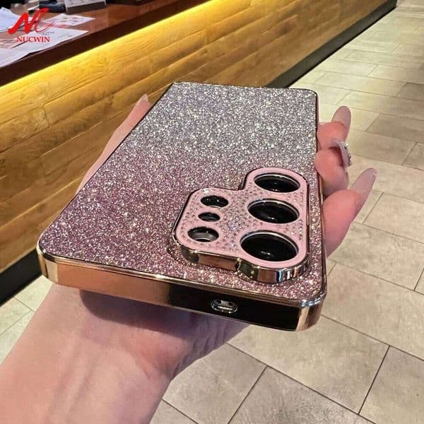 Luxury Glitter Gradient Color Cover For Samsung Galaxy S26 Ultra S24 S25 FE S23 Plus A57 A17 A37 A56 Diamond Camera Protect Case