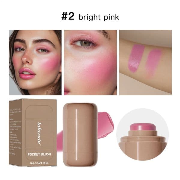 Pink Beauty Multiuse Blush Stick For Lips Cheek Longlasting Hydrating Highlights Brighten Soft Natural Flush Cream 260601