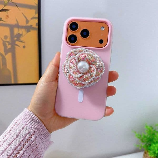 Pearl edge cloth flower magnetic Foldable Griptok Phone Holder for IPhone port Socket Pocket Grip Tok Stand BracketJ260601