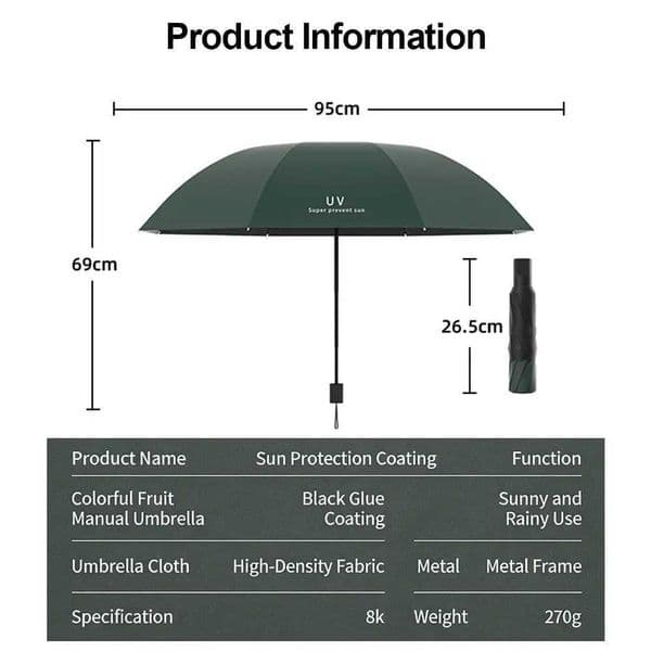 NEW Manual Pocket Rain Umbrella UPF50 UV Protection Travel Umbrella Wind Resistant Dual Use Pocket Parasol SummerJ260601