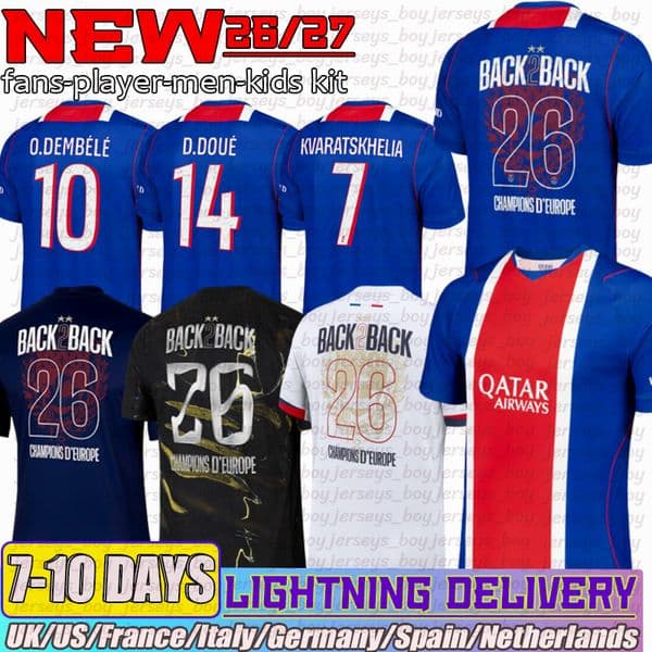 26 27 paris st germain Soccer Jerseys O.Dembele D.DOUE KVARATSKHELIA VITINHA JOAON EVES HAKIMI N.MENDES B.BARCOLA Psg 26 27 XXXL 4XL