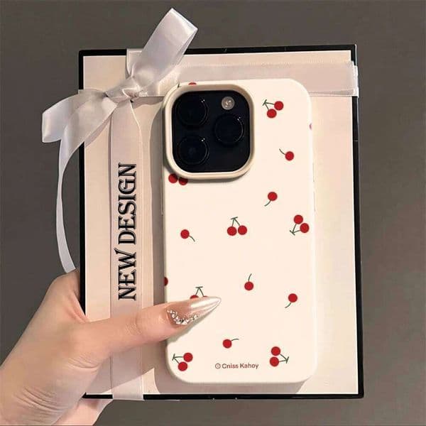 Ins Simple Cherry Print Phone Case For iPhone Max 14 15 16 13 12 11 Pro 17 Air 7 8 Plus X XR XS Soft Fashion Cover