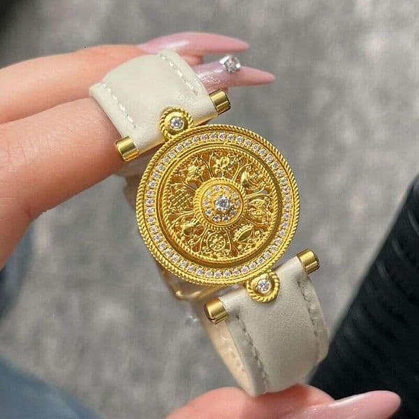 New Chinese-Style Traditional Eight-Treasure Watch, New Fashionable Versatile Diamond-Embellished Compass Couple's Bracelet, Gift