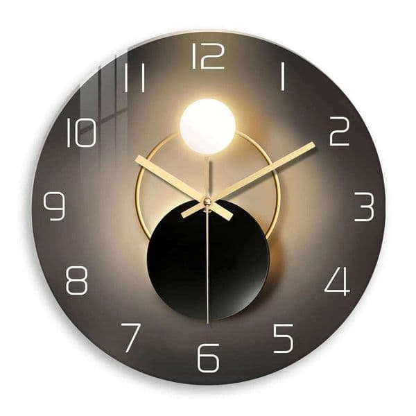 for Living Room Decor Kitchen Clocks Battery Operated Round Glass Decorative Wall Clock Non Ticking 26Y0601