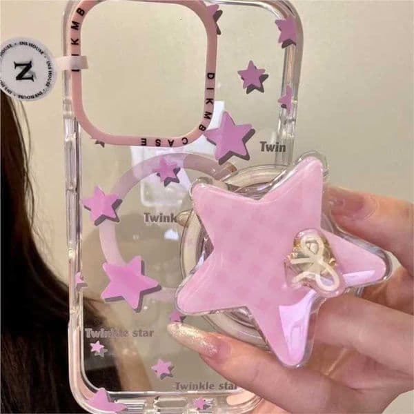 Phone For Magnetic Grip Holder 3D Star with Bow Knot Cute Kawaii Socket for iPhone Android All PhonesJ260601