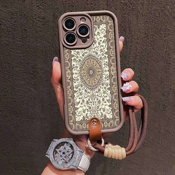 Vintage Phone Case With Lanyard Strap For Samsung Galaxy S25 S24 S23 S22 S21 Plus Ultra A56 A55 A54 A53 A36 A35 Protective Cover