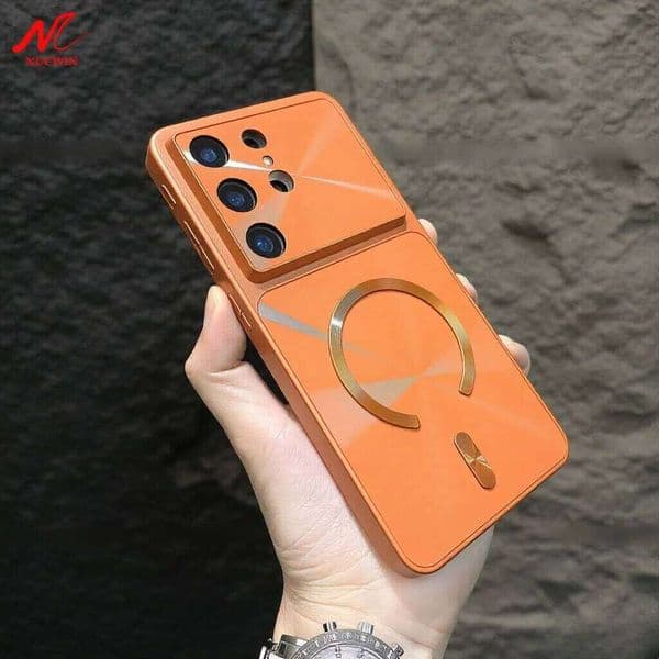 Luxury CD Laser Magsafe Phone Case for Samsung Galaxy S24 FE S26 Ultra S25 Plus Magnetic Wireless Charging Armor AG Cover