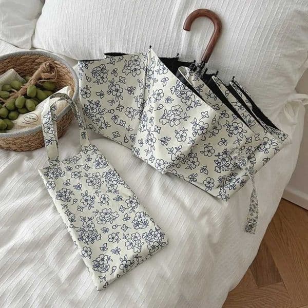 Sun Protection Retro Floral Umbrella Handheld Rain Protection Portable Folding Umbrella UV Protection WindproofJ260601
