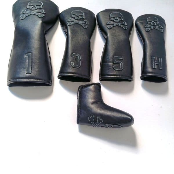 Other Golf Products Universal Skull Head Putter Cover With Magnetic Closure, Leather Material Club