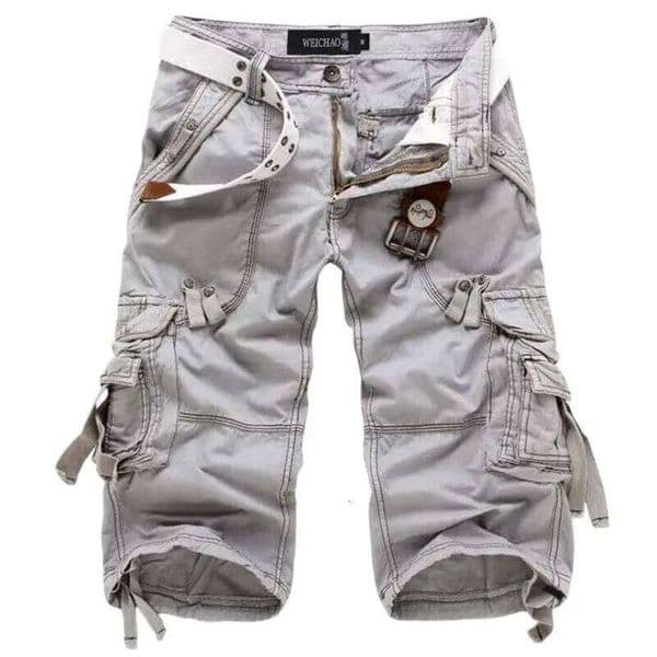 New Summer Casual Mens Straight Solid Sports Men Joggers Cargo Shorts Fashion Cotton Knee Length Sweatpants Man 26Y0601