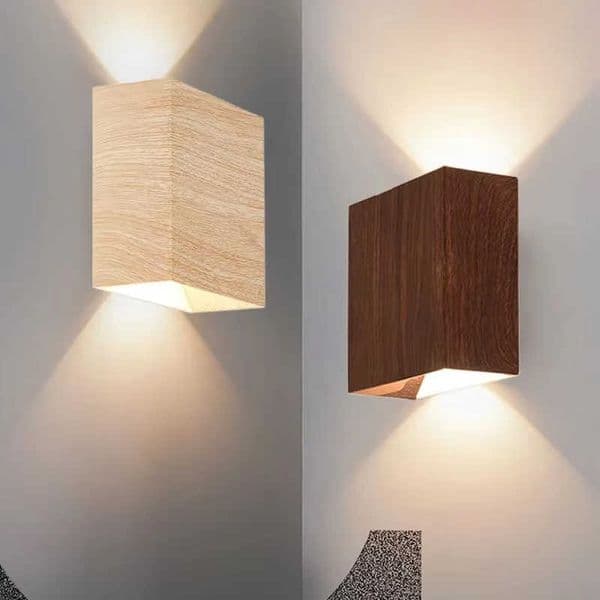 LED Wall Nordic Lamp Minimalist Water Transfer Wood Grain Square Wall Sconce For Bedroom Bedside Hallway Decor Light Fixtures S260601