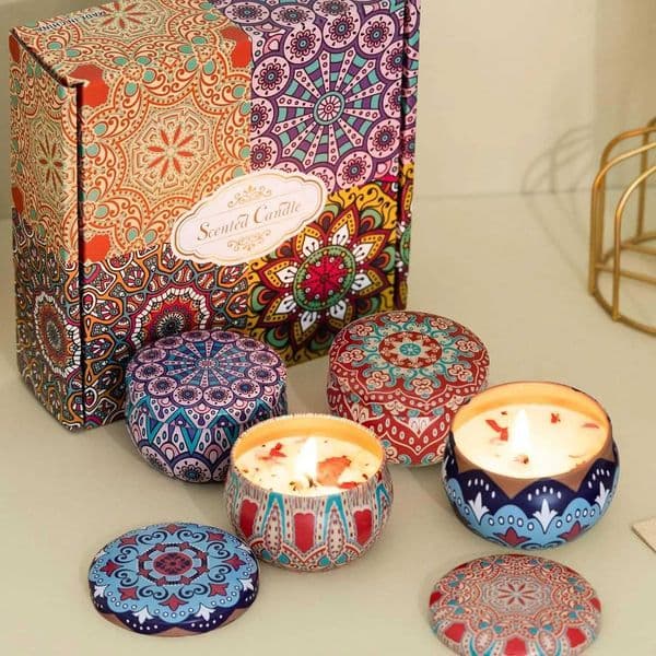 Fragrant Scented Candle with Natural Essence Stable Burn Decorative Tin for Room Freshening 236in Diameter C260530