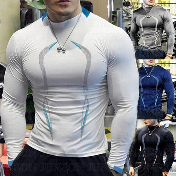 Men's T Shirts Men Compression Sport Gym Shirt Top Long Sleeve Exercise Fitness Quick Drying Running Bodybuilding Tees Clothes