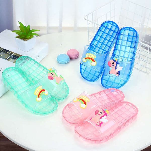 Parent-Child Children's Slippers Summer Fashion Cartoon Kids Crystal Transparent Indoor Home Non-Slip Odor-Resistant Sandals For Girls Bamubi
