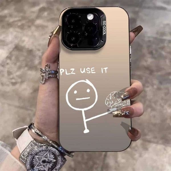 Funny Meme Stick Figure Brain Art Case For Xiaomi 17 Max 15 T Pro 14 13 12 TPro Mi 11 Lite 5G IMD Colored Silver Frame Cover