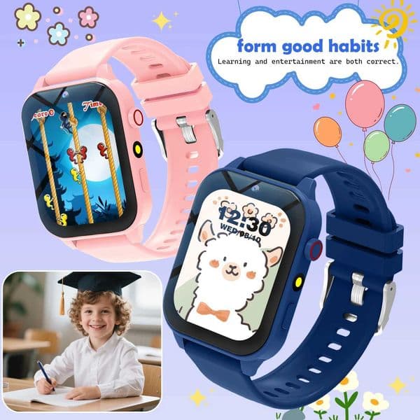 New Childrens Smart Watchwith Mtiple Puzzle Games LED Lighting Flashlight Al Clock Weather ForecastGift for ChristmasJ260601