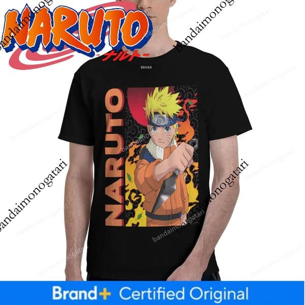 Naruto Main Character On Elemental Background Men's Clothing T-Shirt Hipster Tee Shirt Short Sleeve Fugees Cotton p5