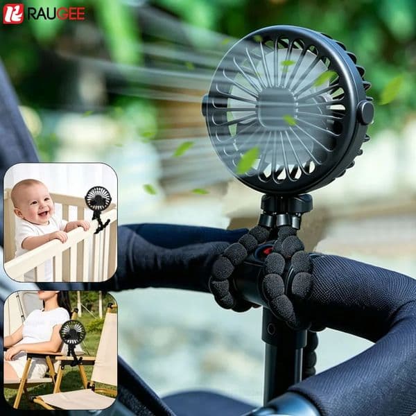 Baby Stroller Fan Folding Portable Octopus Mini USB Rechargeable 3 Speed HandHeld Small Flexible Tripod for Outdoor 260601
