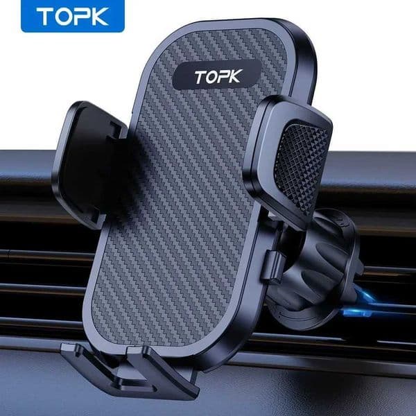 TOPK Car Phone Holder Mount Upgraded Stainless Steel Hook Cell Phone Holder for Car Air Vent Mag-Safe Compatible All Phones Z260601