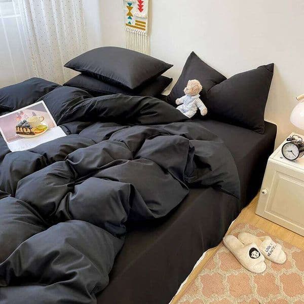3-piece of solid-color down cover, bedding set (1 duvet cover +2 pillowcases, without core), soft and comfortable 26Y0601
