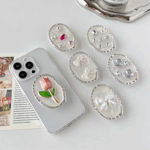Tip New Bow Phone Magnetic Bracket Grip Holder Universal Smart IPhone Holder Korean Bow Foldable Grip HolderJ260601