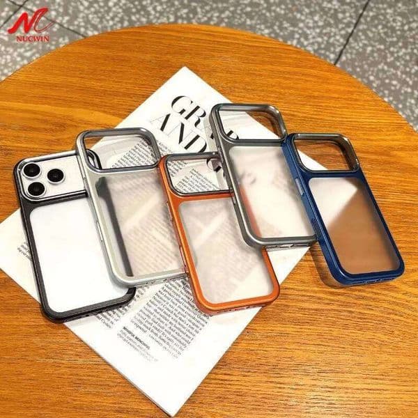 ProMax Matte Transparent Case For iPhone Air 17 Pro Max 17Pro Plating Metal Camera Protection PC Hard Clear Phone Cover