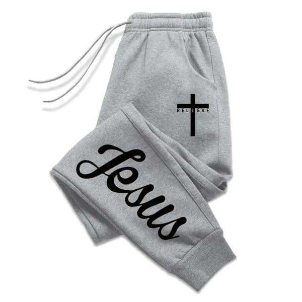 Jesus Cross Mens Sweatpants Solid Color Drawstring Long Pants Male All Season Daily Casual Sports Versatile Trousers D260601